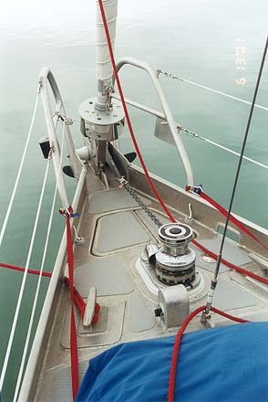 side deck,  port aft cockpit combings