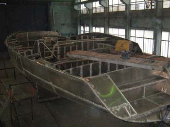 Hull plated and turned over