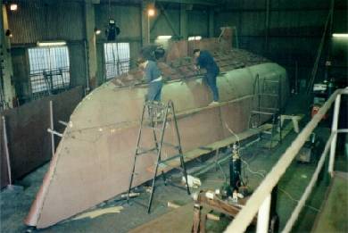 plating from topside around turn of hull