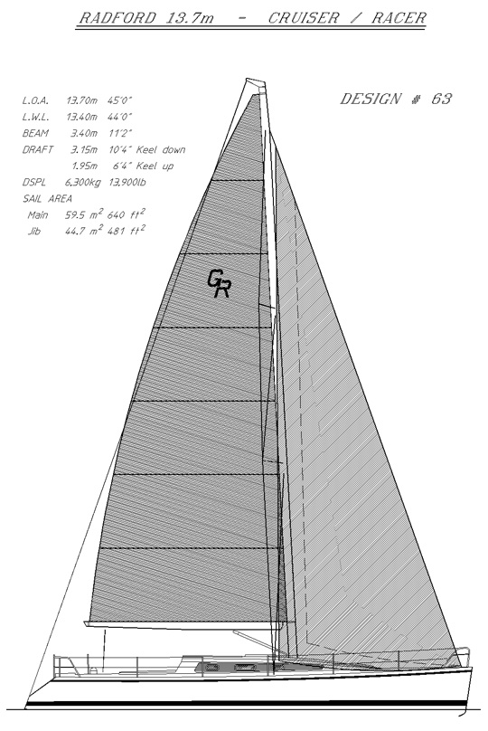 R13.7m dsn063 sail plan